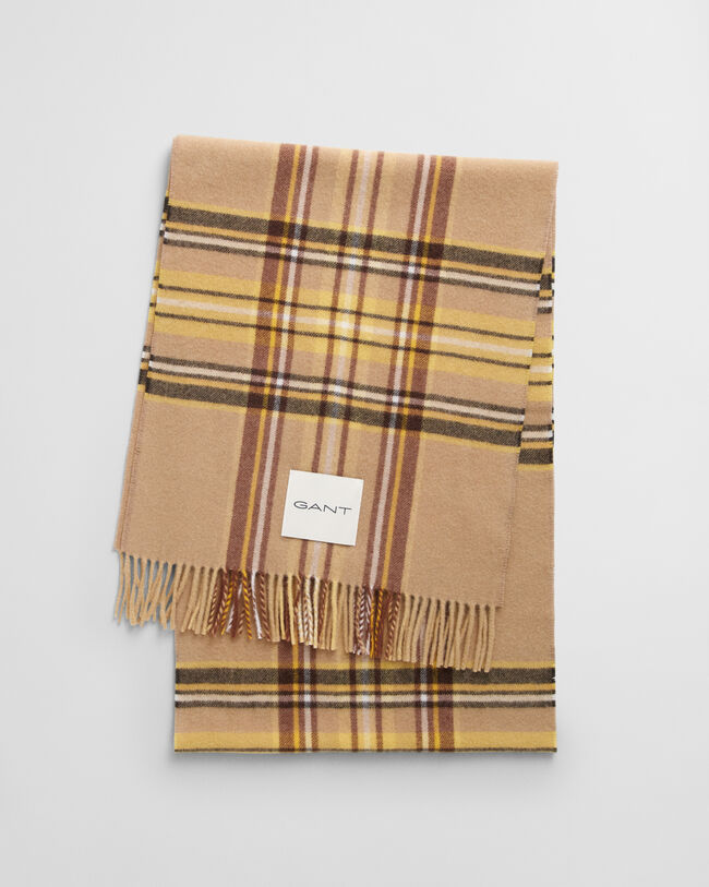 Cachecol em mistura de caxemira com padrão de xadrez Tartan