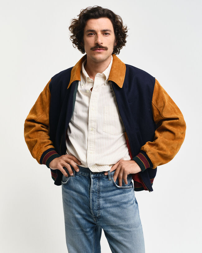 GANT Varsity Jacket em mistura de lã e camurça