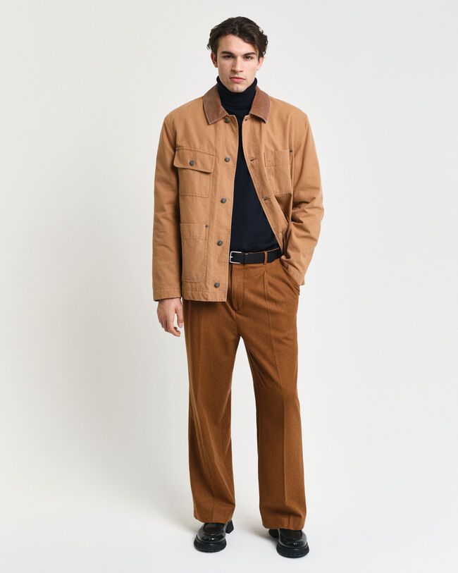 Calças de fato em flanela e lã relaxed fit