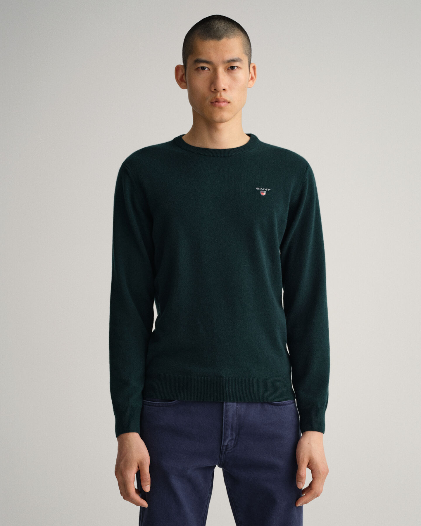 Pulover com decote redondo em l&atilde; extrafina