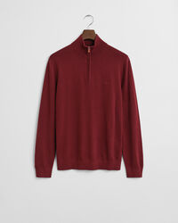 Camisola de malha com meio fecho de correr em lã de merino extrafina