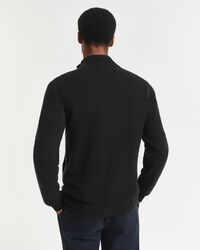 Casaco de malha com fecho em lã extrafina