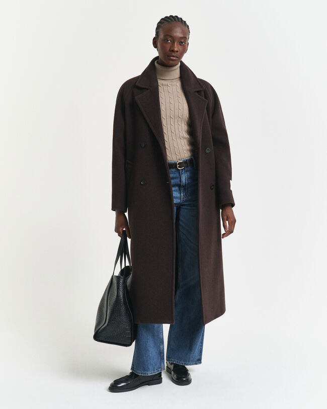 Camisola de gola alta em malha entrançada de algodão com elastano