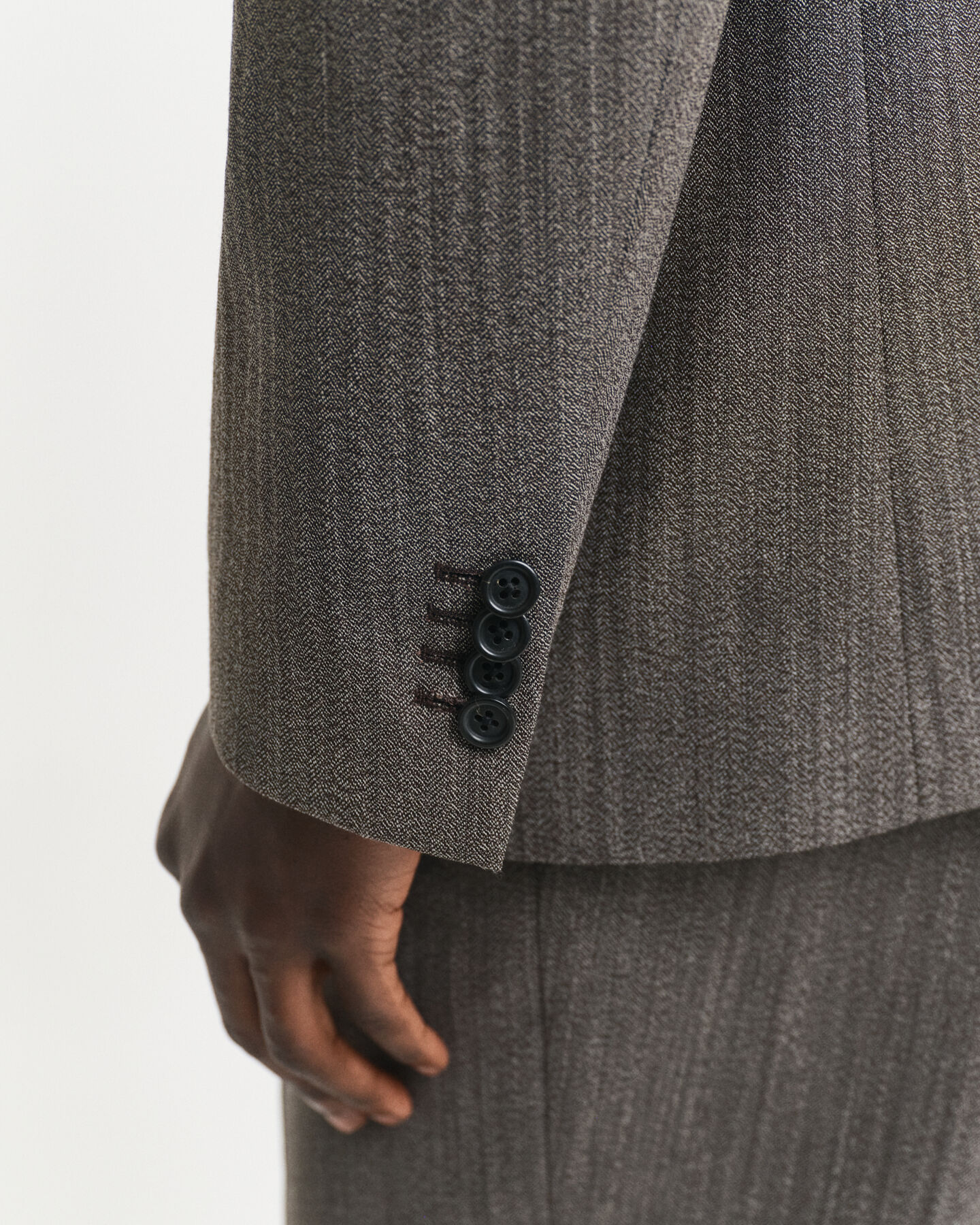 Casaco de fato com padrão espinha de peixe