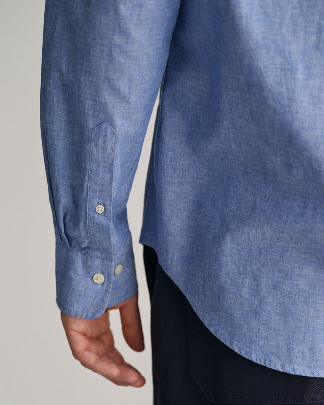 Camisa de linho e algodão regular fit