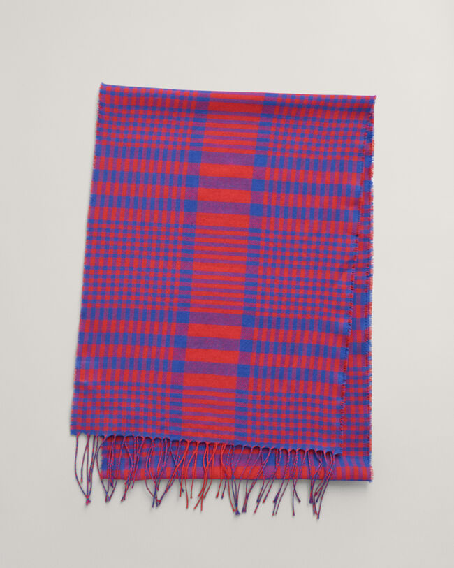 Cachecol em lã de merino com padrão de xadrez