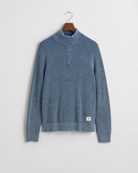 Camisola de malha canelada com meio fecho Washed