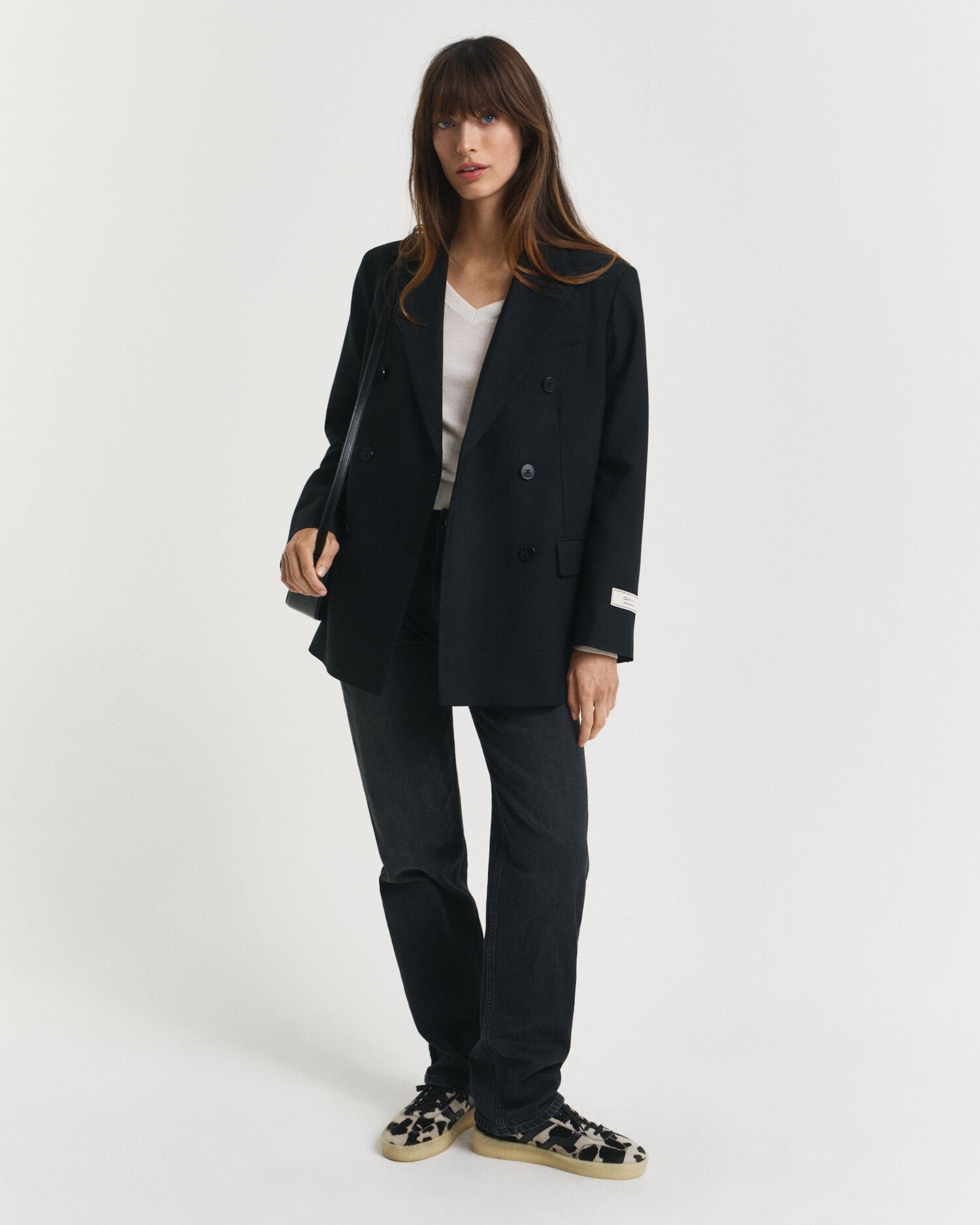 Pullover com decote em V em lã de merino extrafina