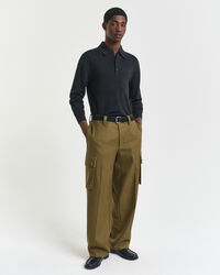 Camisola de malha estilo polo em lã de merino extrafina