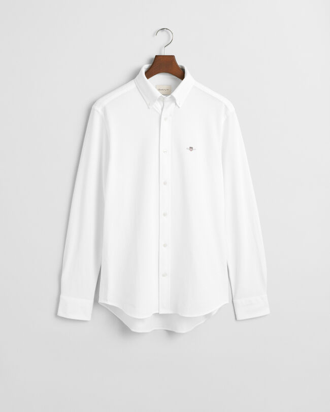 Camisa em algodão piqué e jersey regular fit