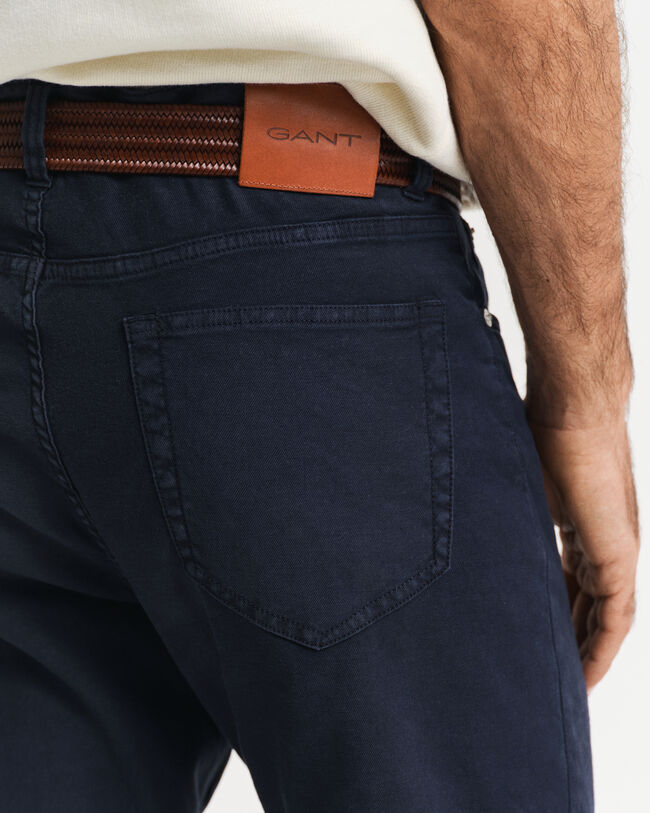 Calças de ganga em linho e algodão regular fit