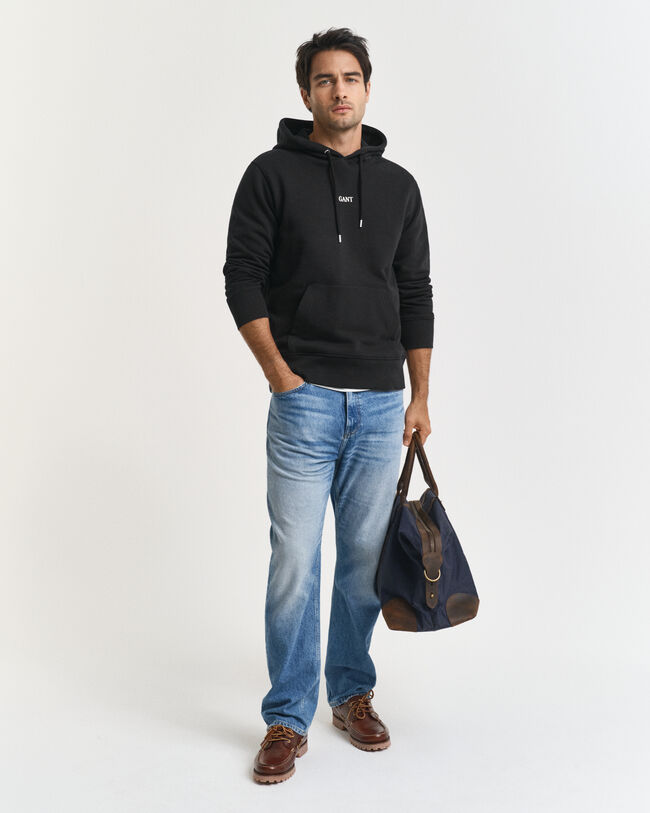 Sweatshirt com capuz e grafismo pequeno