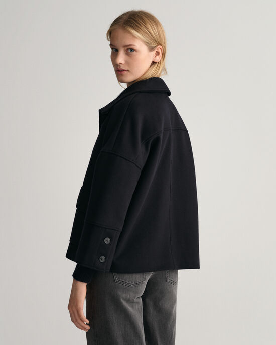 Casaco curto em mistura de lã