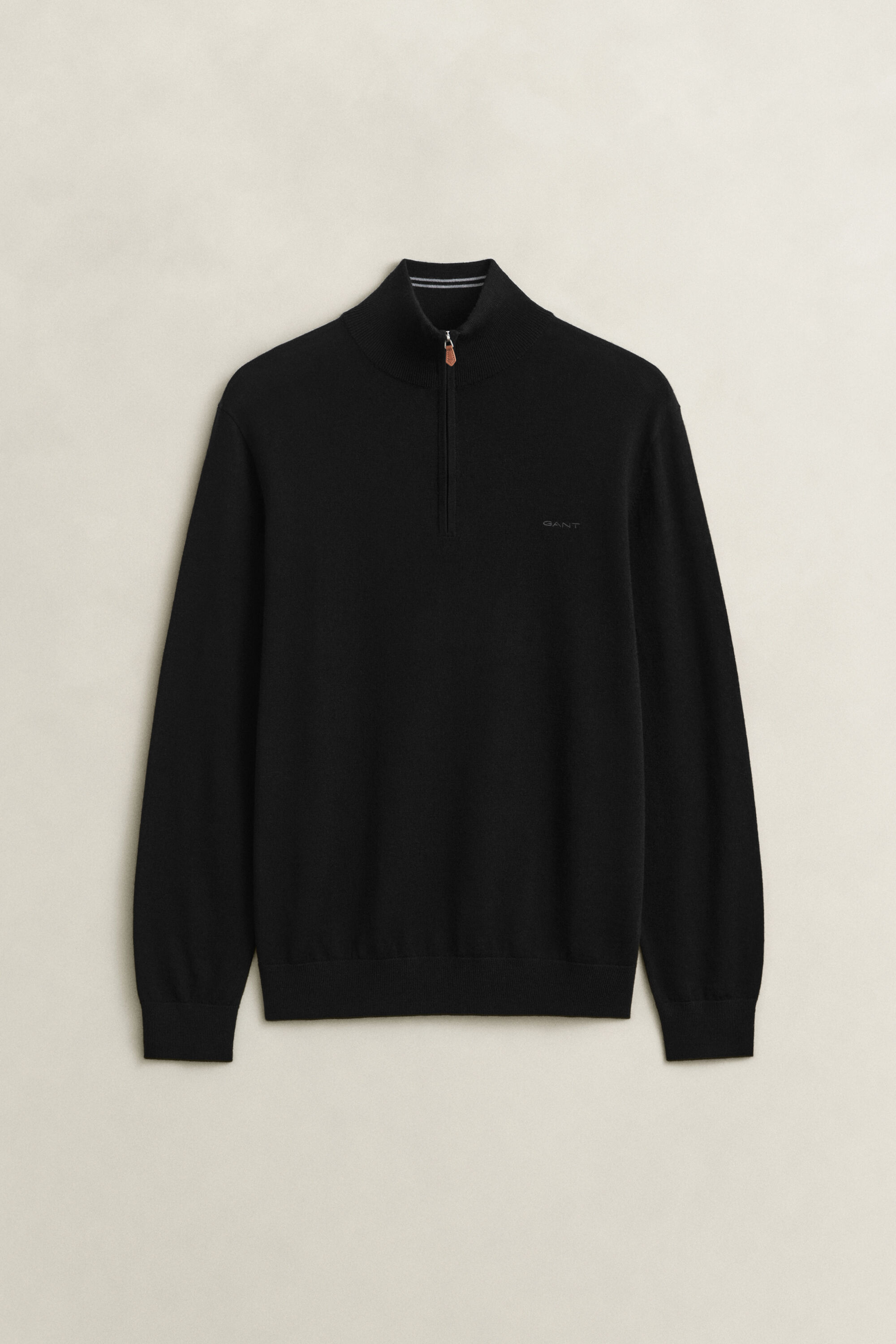 Camisola de malha com meio fecho de correr em lã de merino