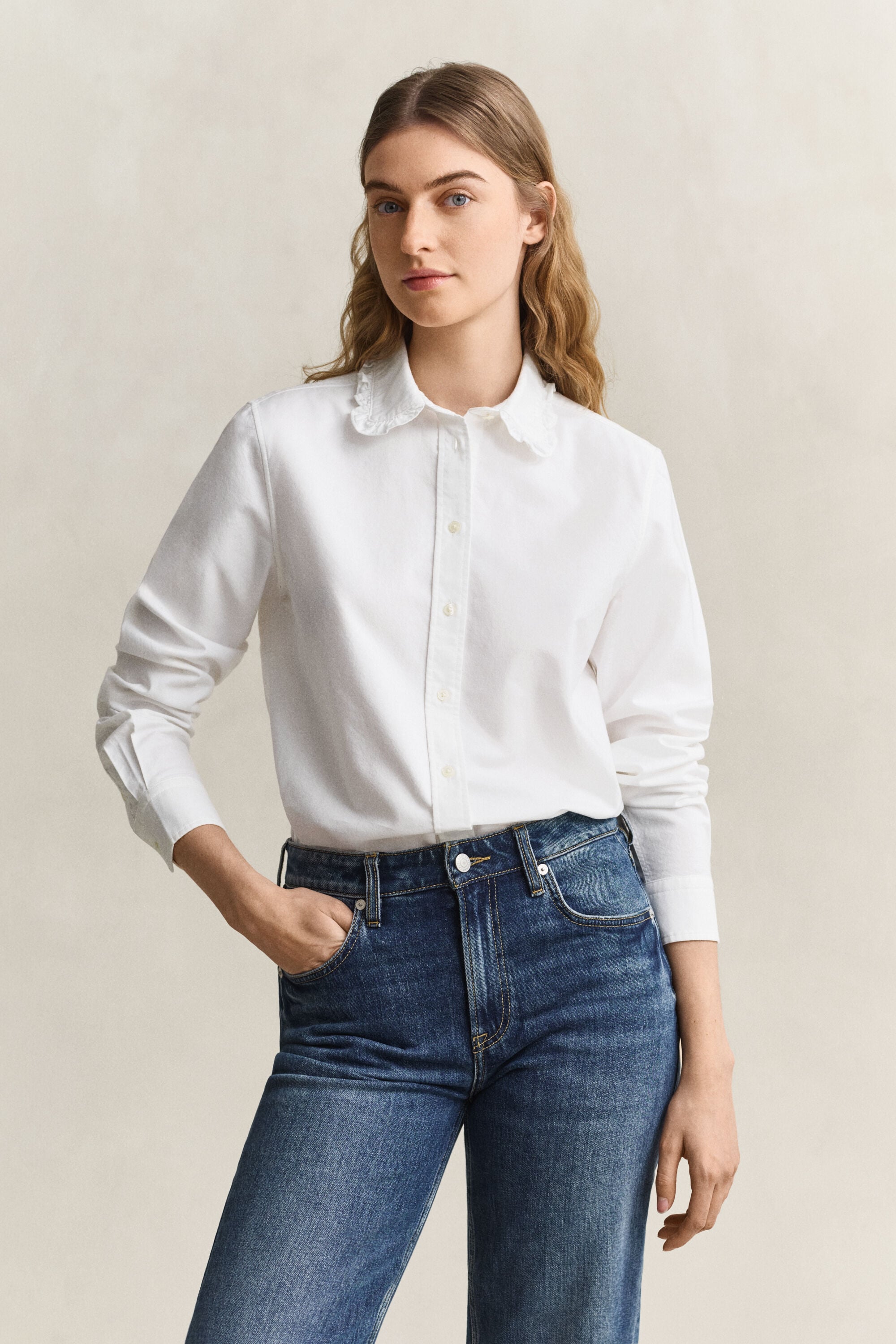 Camisa Oxford Classic com folhos