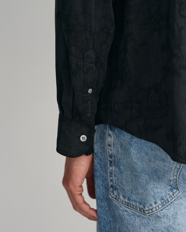 Camisa de viscose e cupro em padr&atilde;o Jacquard relaxed fit