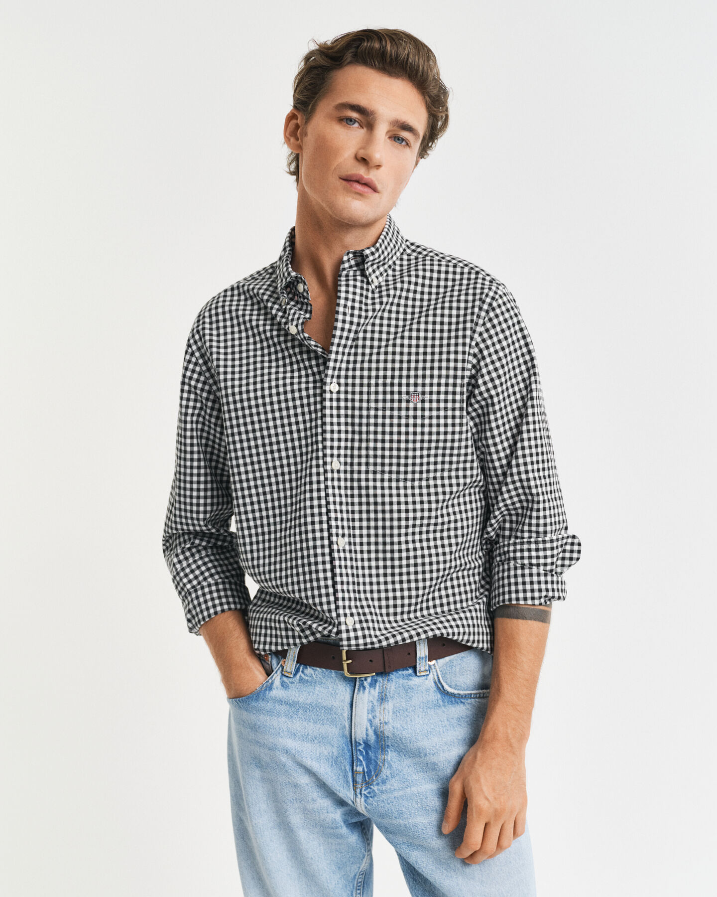 Camisa em popelina gingham Classic regular fit