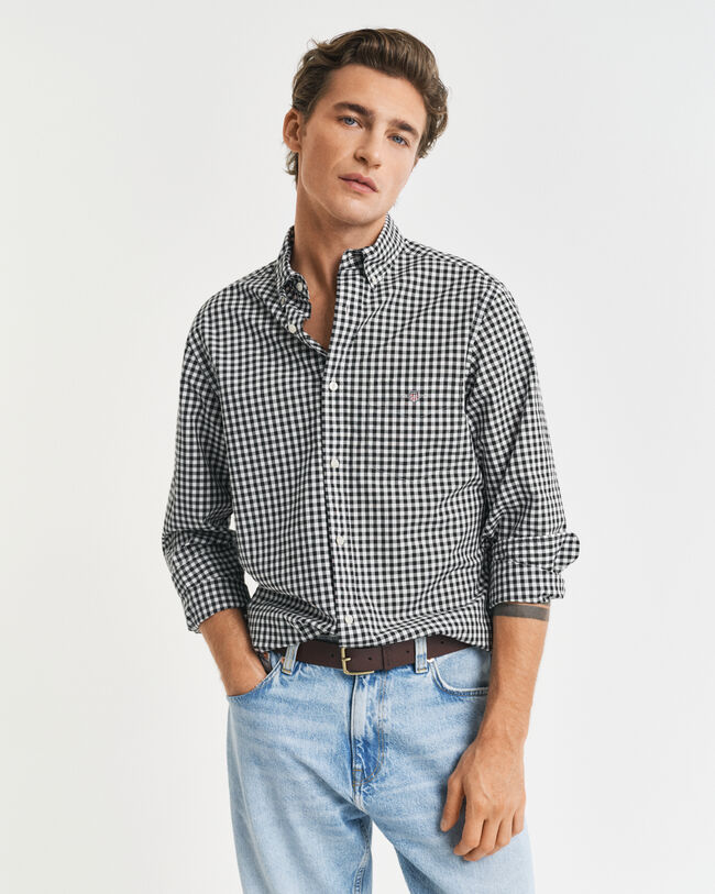 Camisa em popelina gingham Classic regular fit