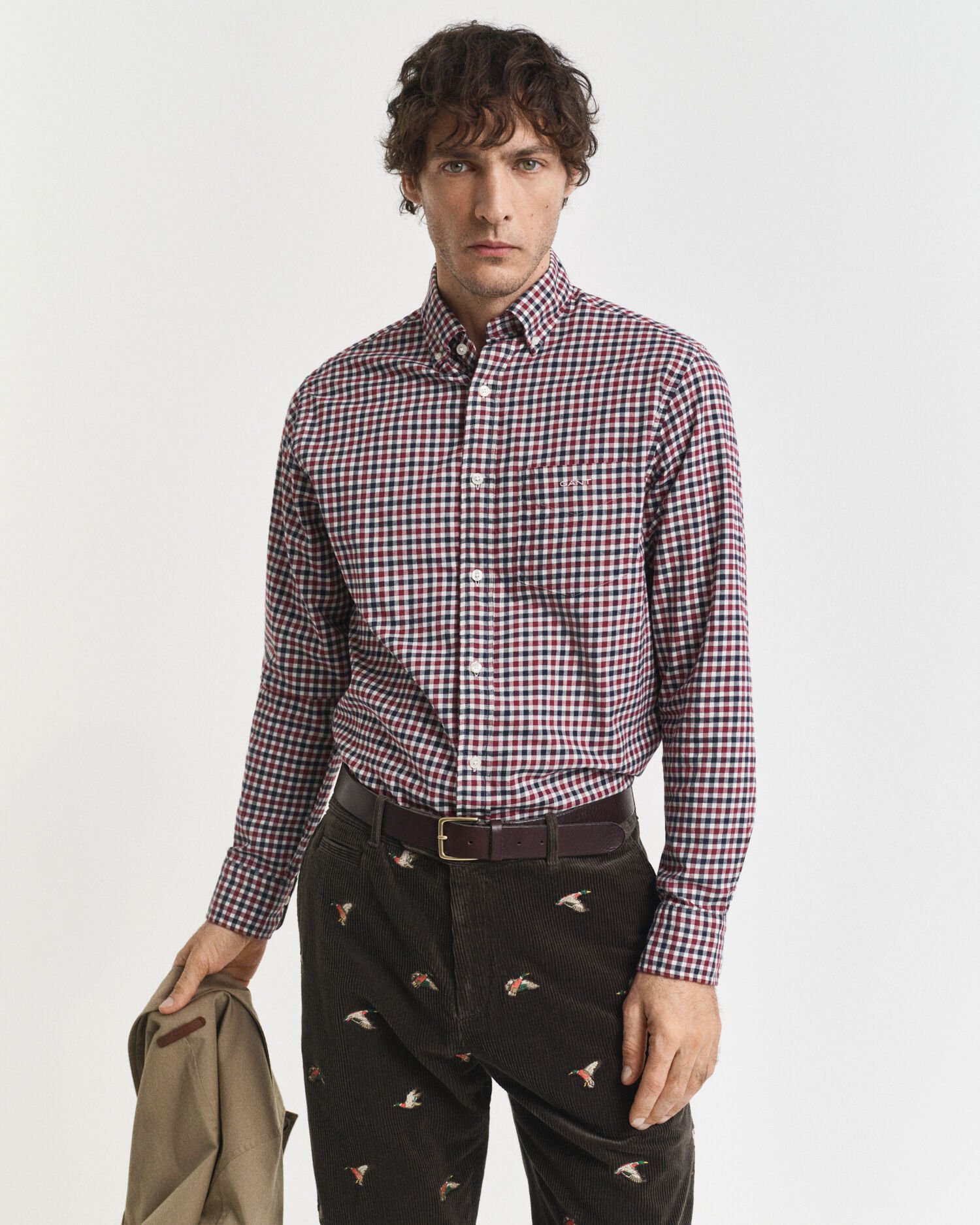 Camisa em sarja gingham regular fit