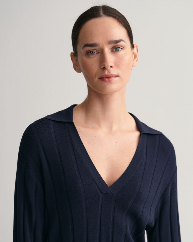 Pulover de malha com colarinho aberto