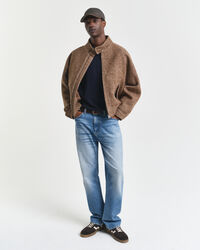 Camisola de malha com decote redondo em lã extrafina