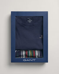 Caixa presente conjunto de pijama com t-shirt em xadrez