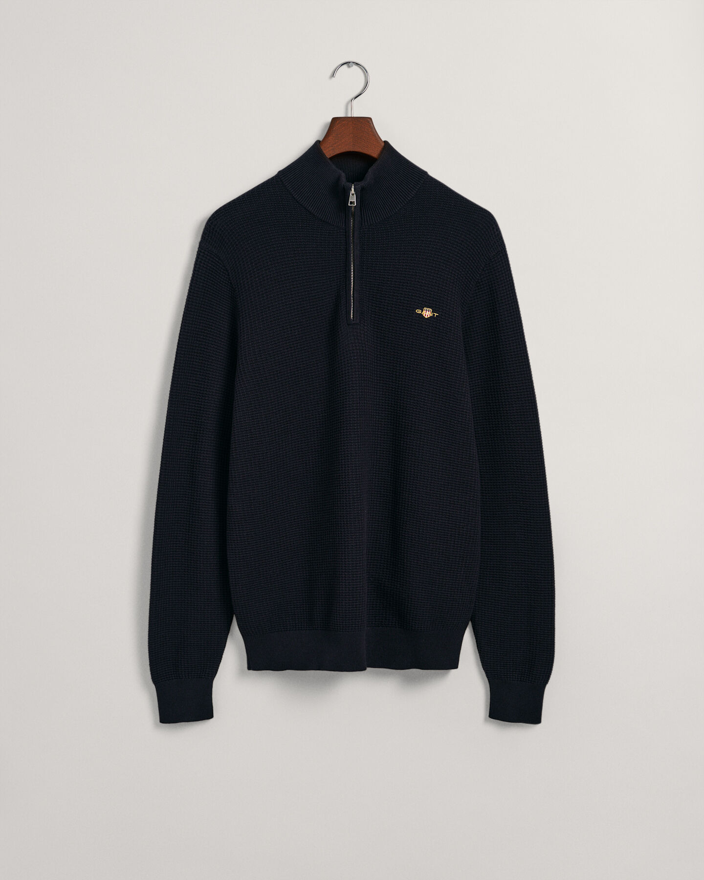 Sweatshirt com meio fecho em algodão Textured