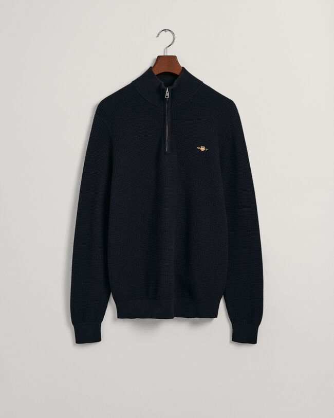 Sweatshirt com meio fecho em algodão Textured