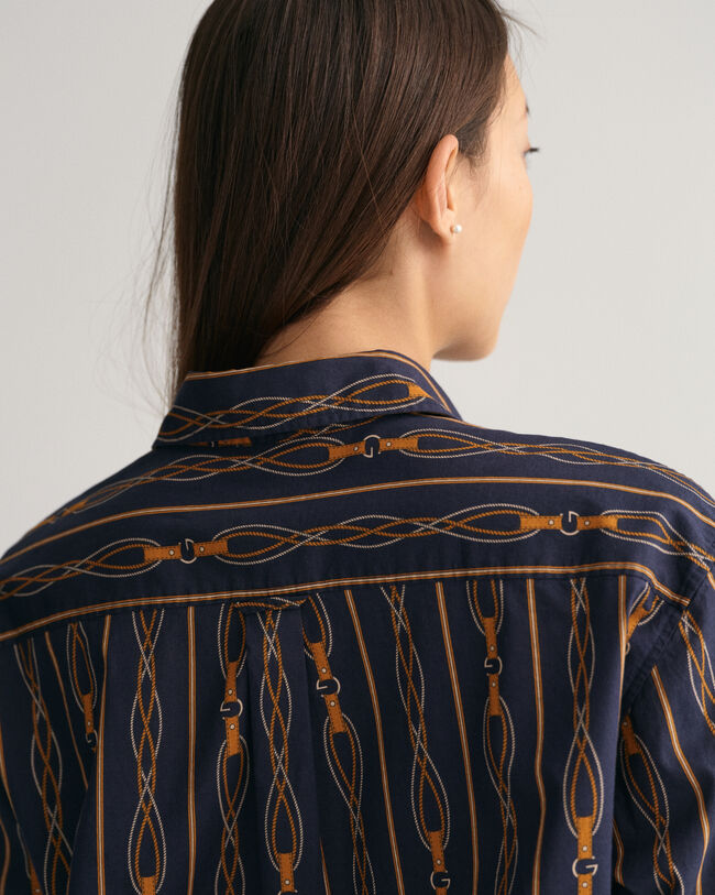 Camisa em voile de algod&atilde;o &agrave;s riscas Rope relaxed fit