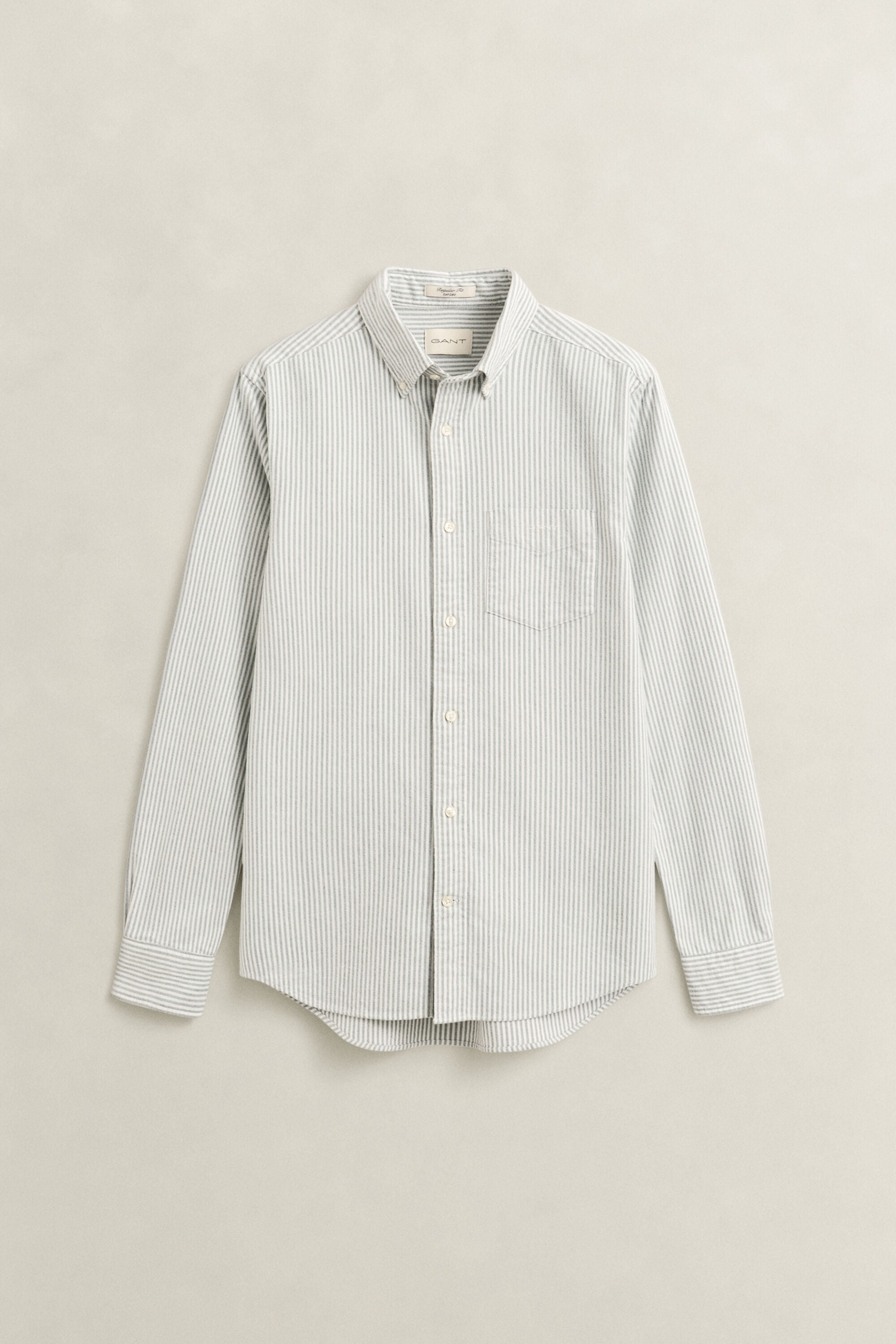 Camisa em algodão Oxford escovado às riscas