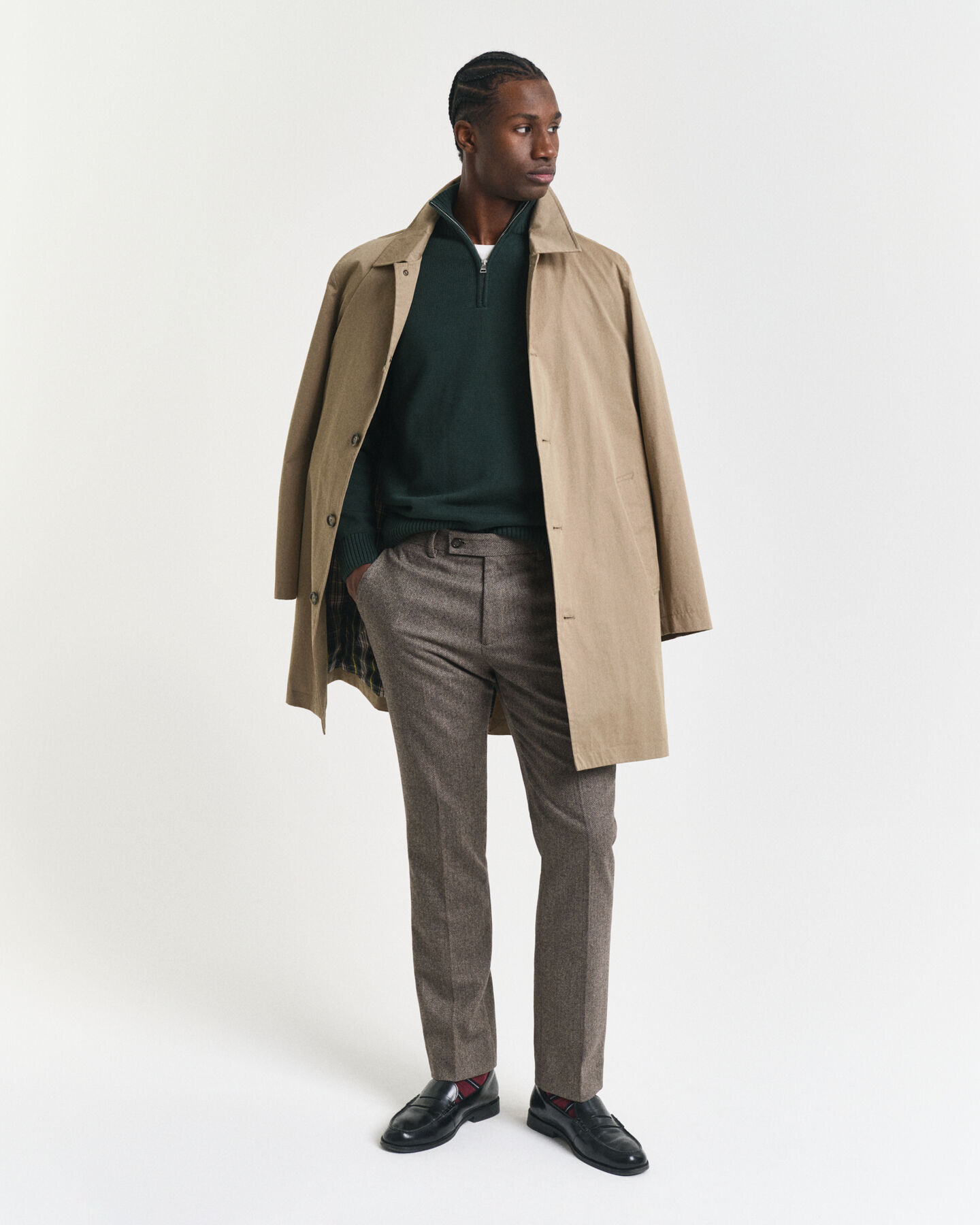 Camisola de malha em algodão com meio fecho Casual