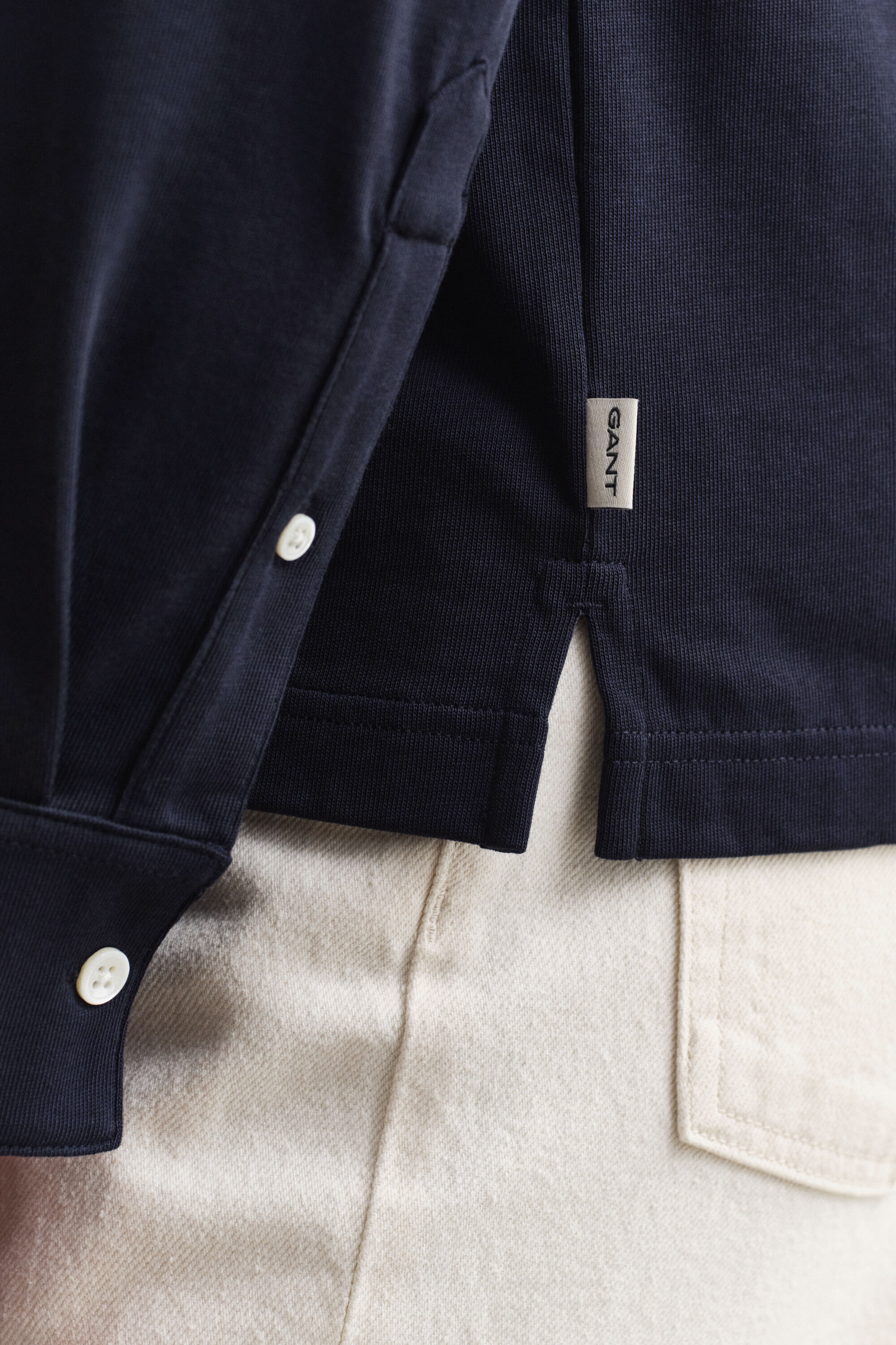 Polo de manga comprida em algodão Pima