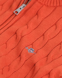 Camisola de malha entrançada de algodão com meio fecho de correr Teens