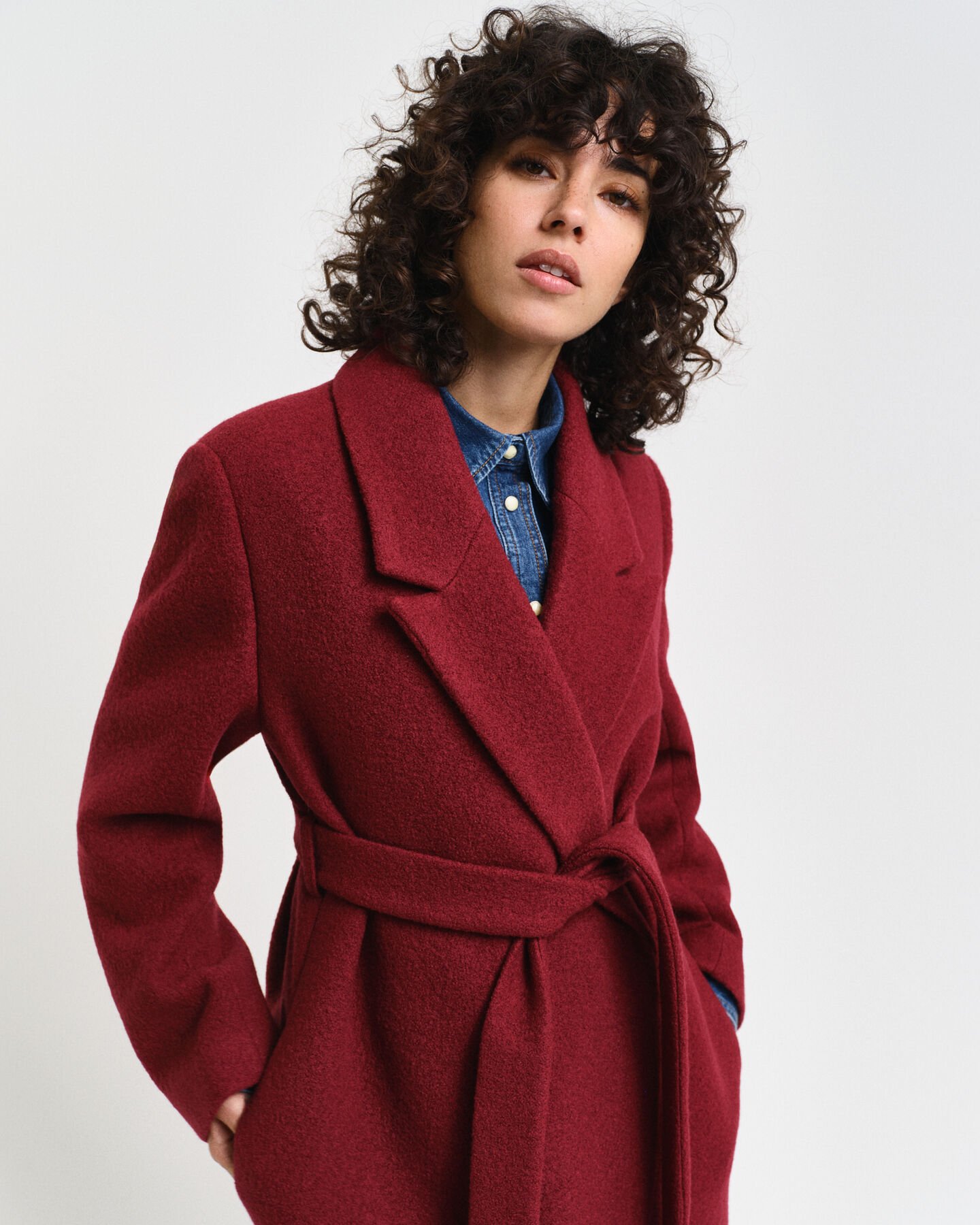 Sobretudo de trespasse texturizado