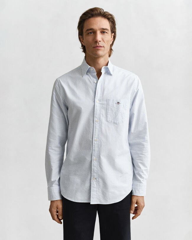 Camisa Oxford clássica com riscas finas regular fit