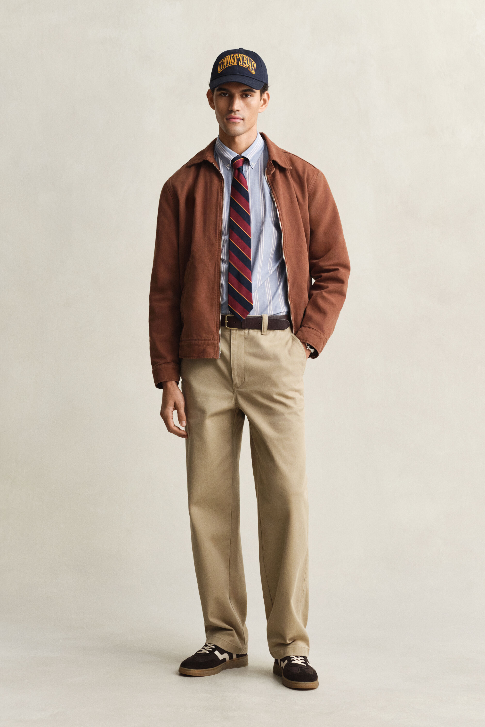 Camisa em popelina às riscas Fil-à-Fil regular fit