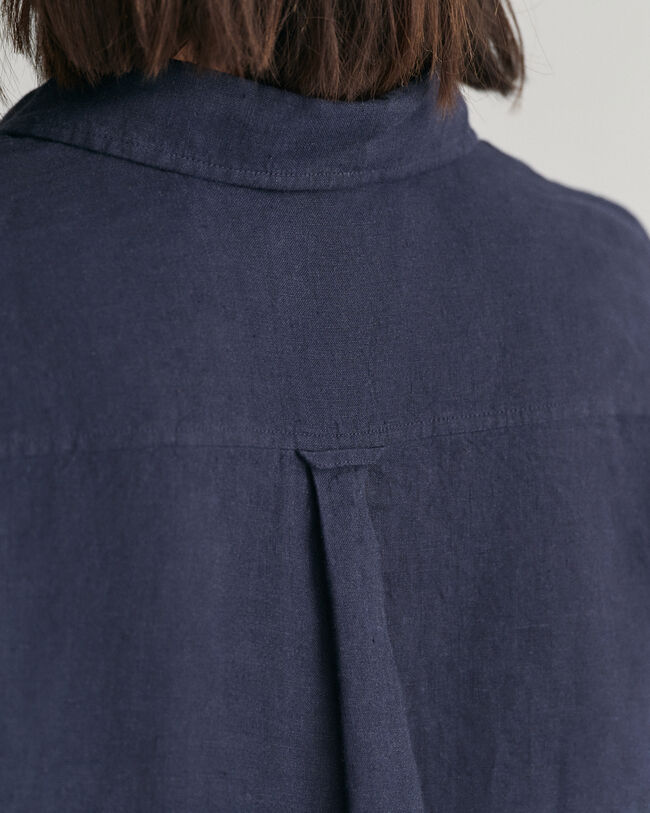 Camisa em chambray de linho regular fit