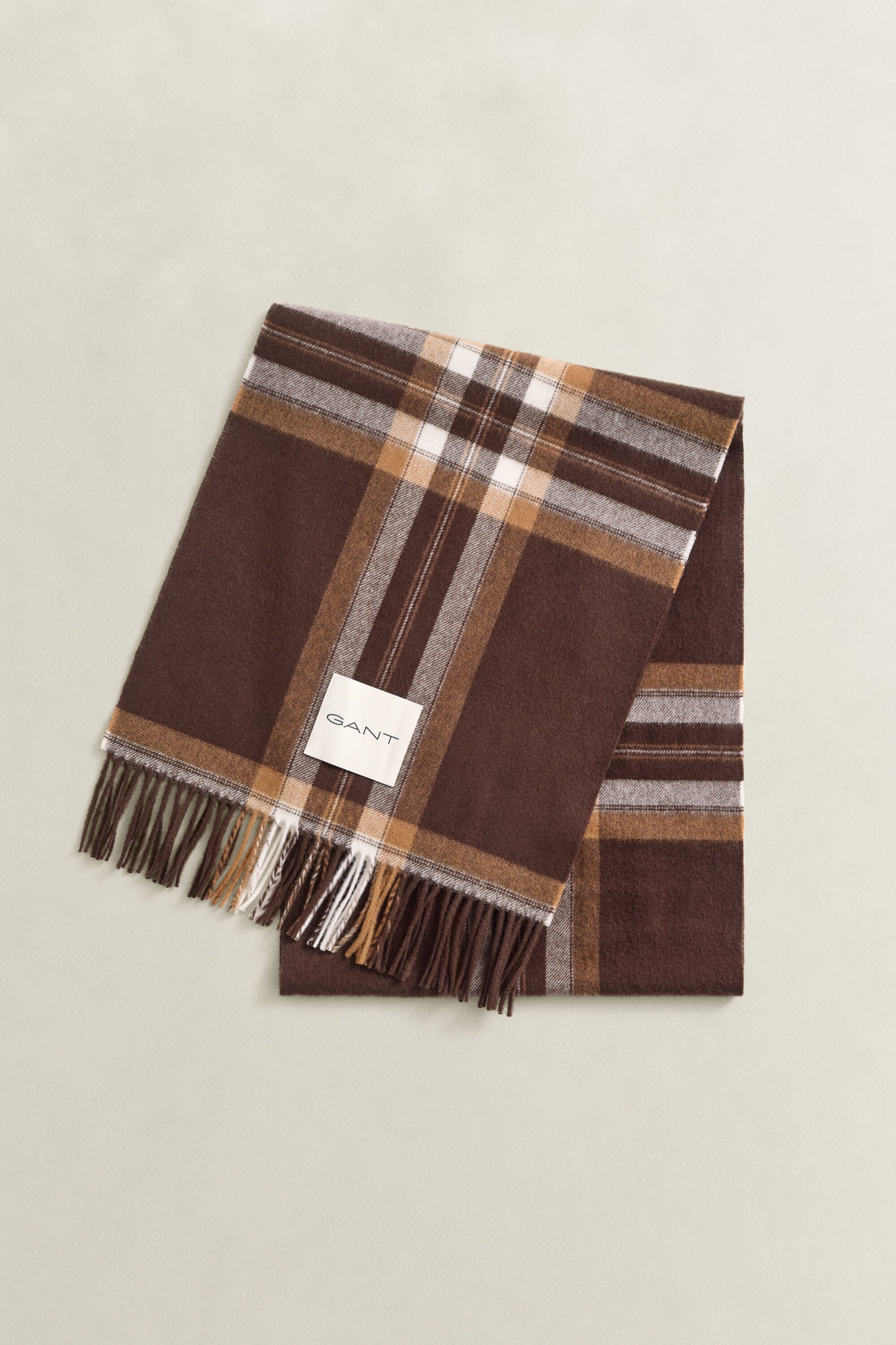 Cachecol em lã com padrão Tartan