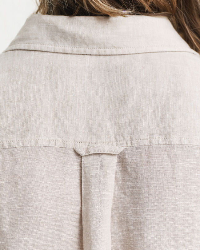 Vestido-camisa de manga curta em linho