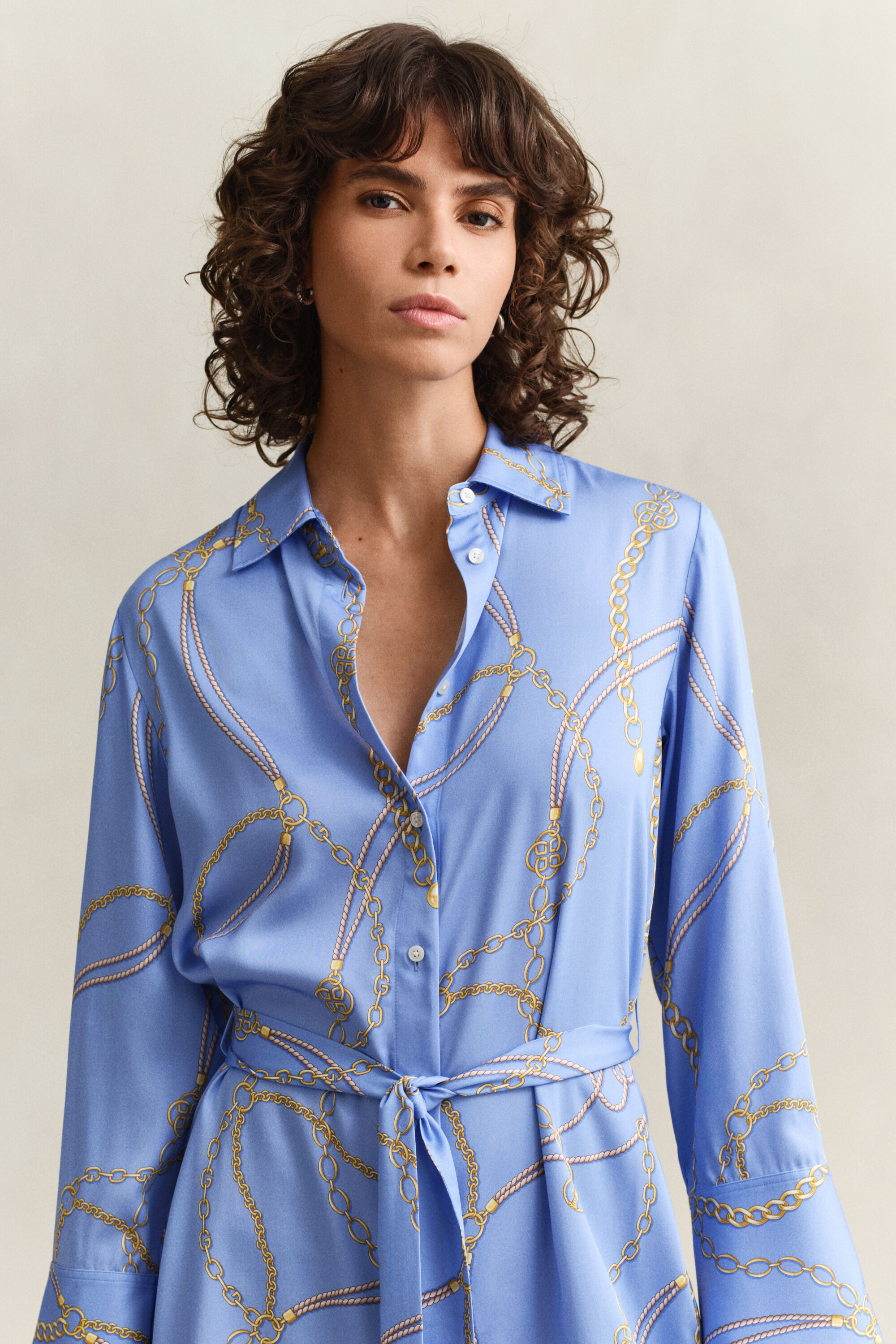 Vestido-camisa com cinto