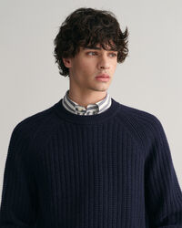 Camisola de malha texturizado com decote redondo