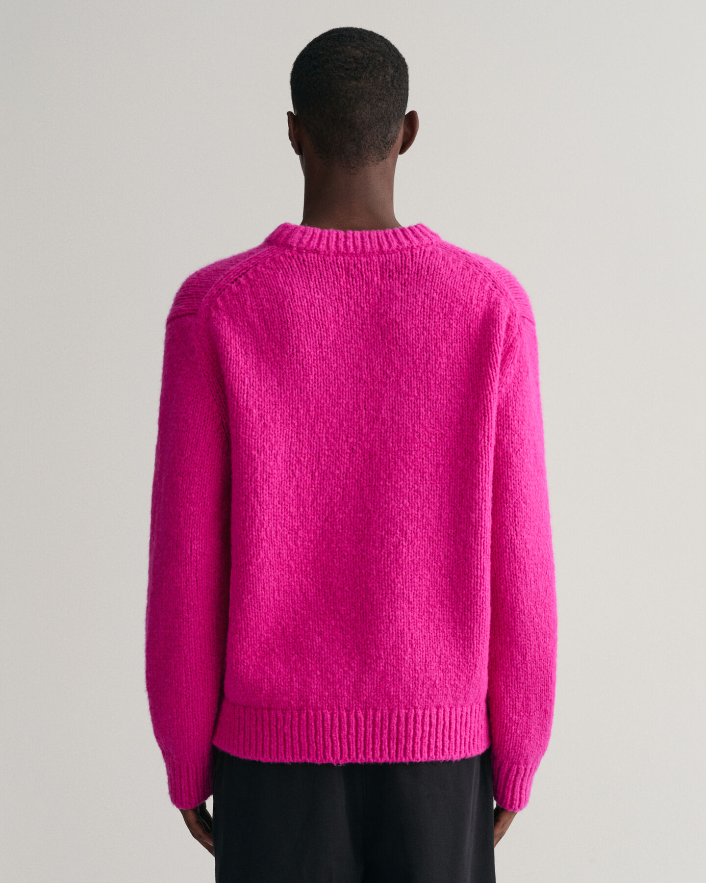 Pulover de malha com decote redondo em l&atilde; boucl&eacute;