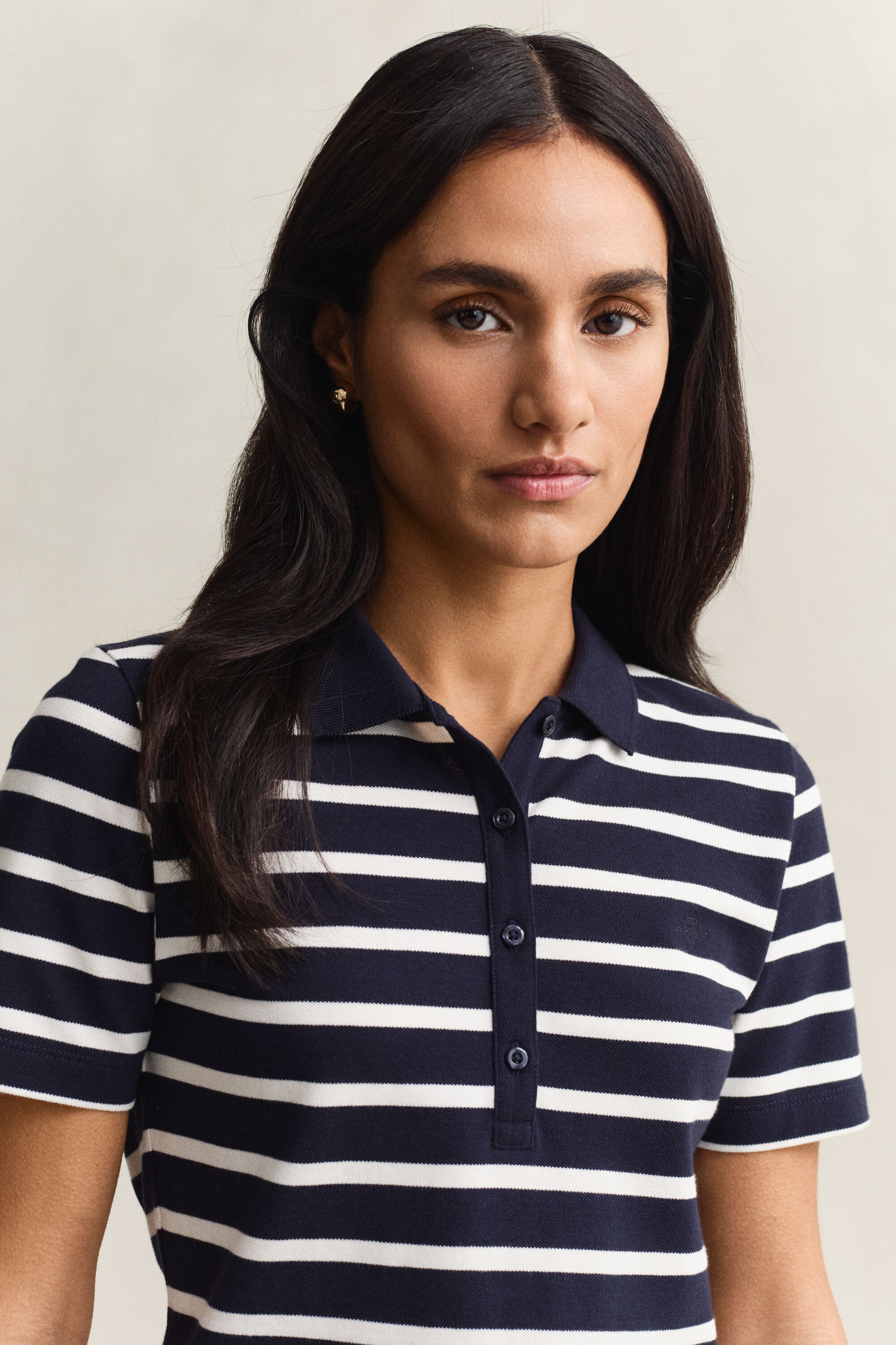 Polo em algodão piqué às riscas