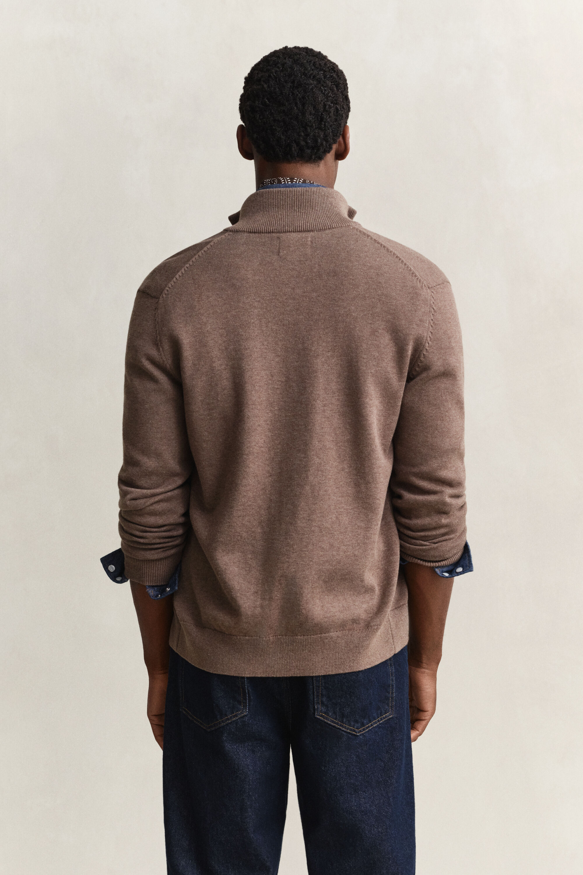Casaco de malha com fecho de correr Casual Cotton