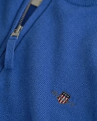 Camisola de malha com meio fecho em lã extrafina