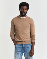 Camisola de malha com decote redondo clássica em algodão