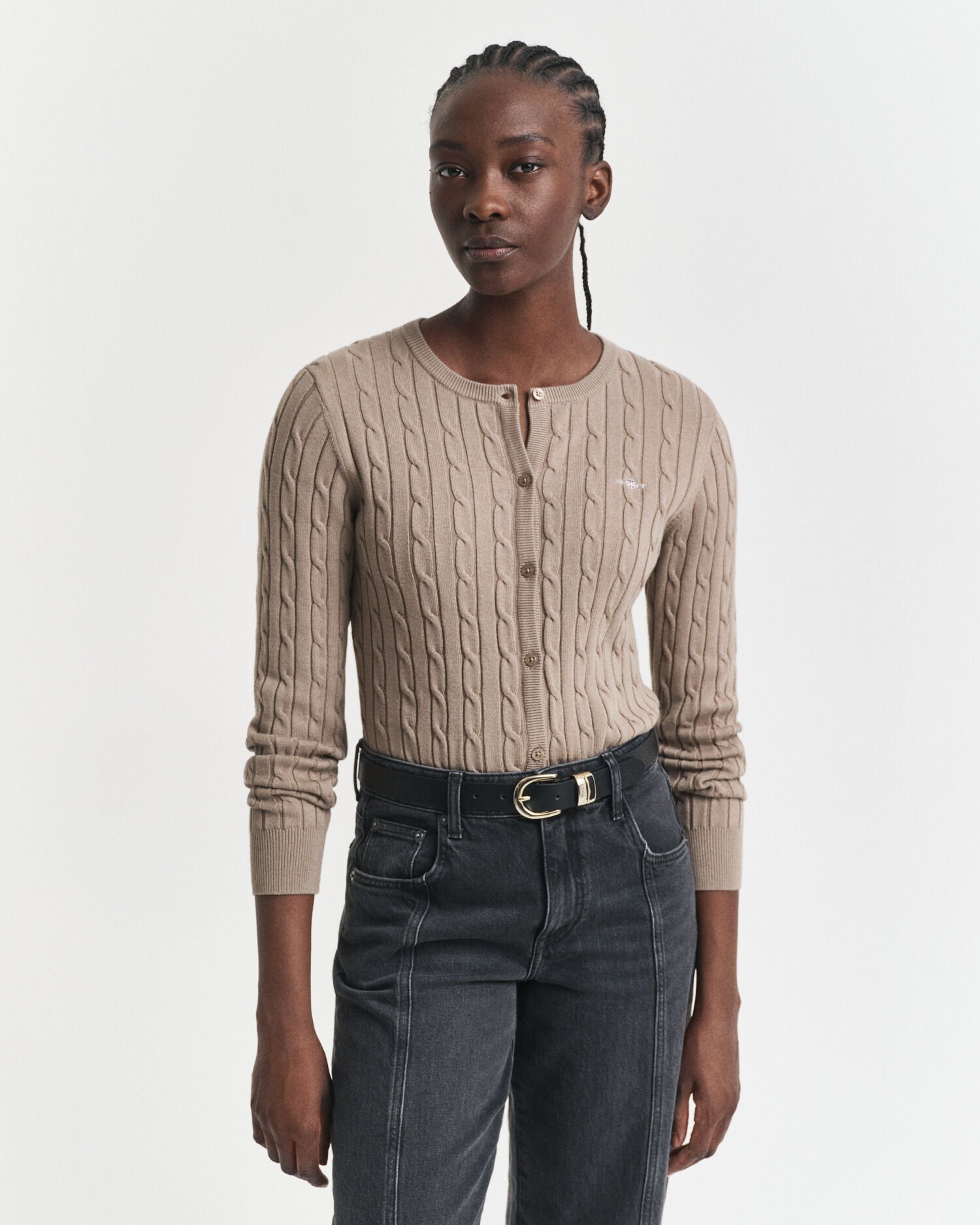 Casaco de malha entrançada