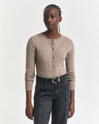 Casaco de malha canelada em algodão com elastano