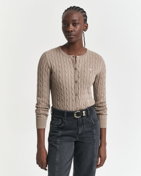 Casaco de malha canelada em algodão com elastano