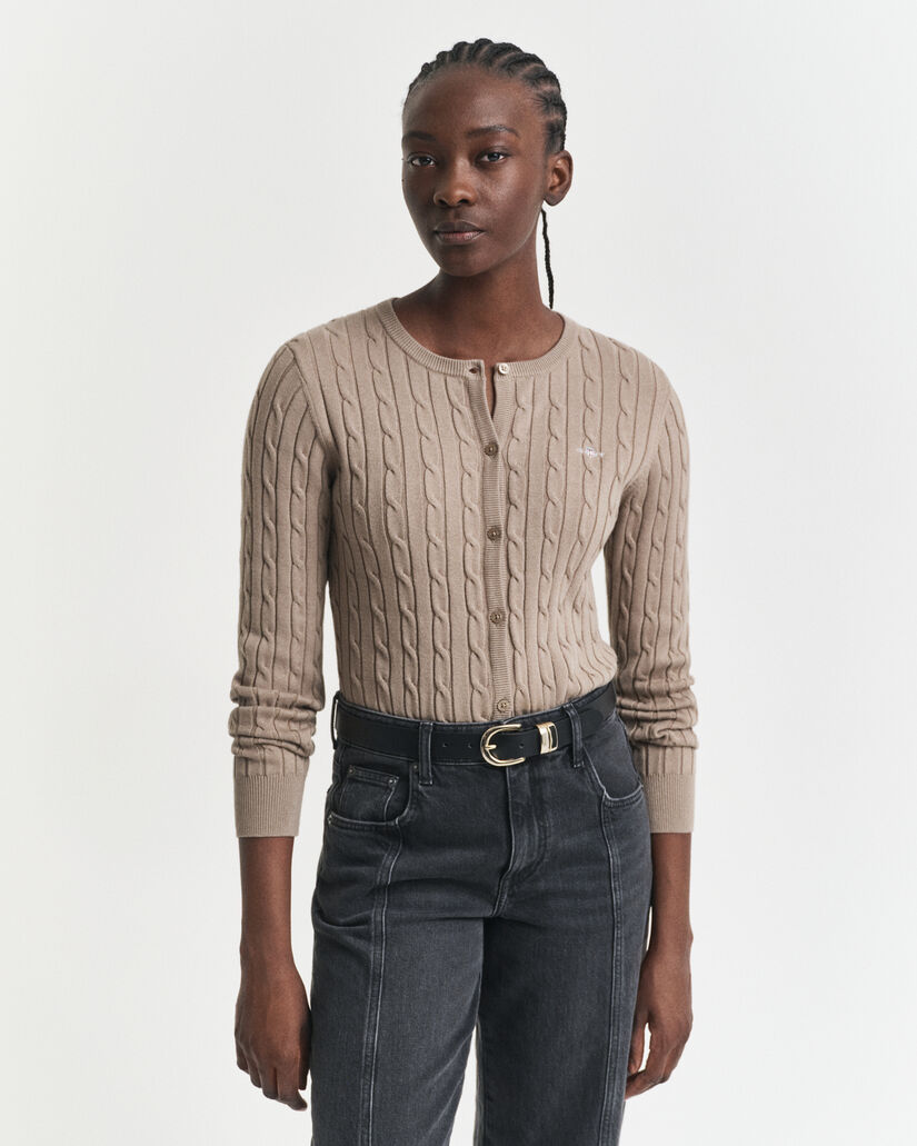 Casaco de malha canelada em algodão com elastano